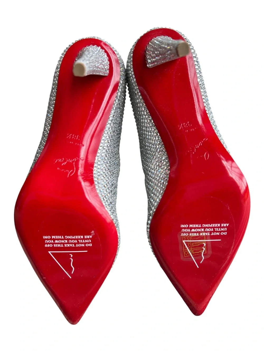 Christian Louboutin Astrilarge Silver Strass Ankle Boot Size 38.5 New
